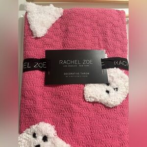Rachel Zoe Pink and White Ghost Decorative Throw 50’x60’ viral blanket NEW